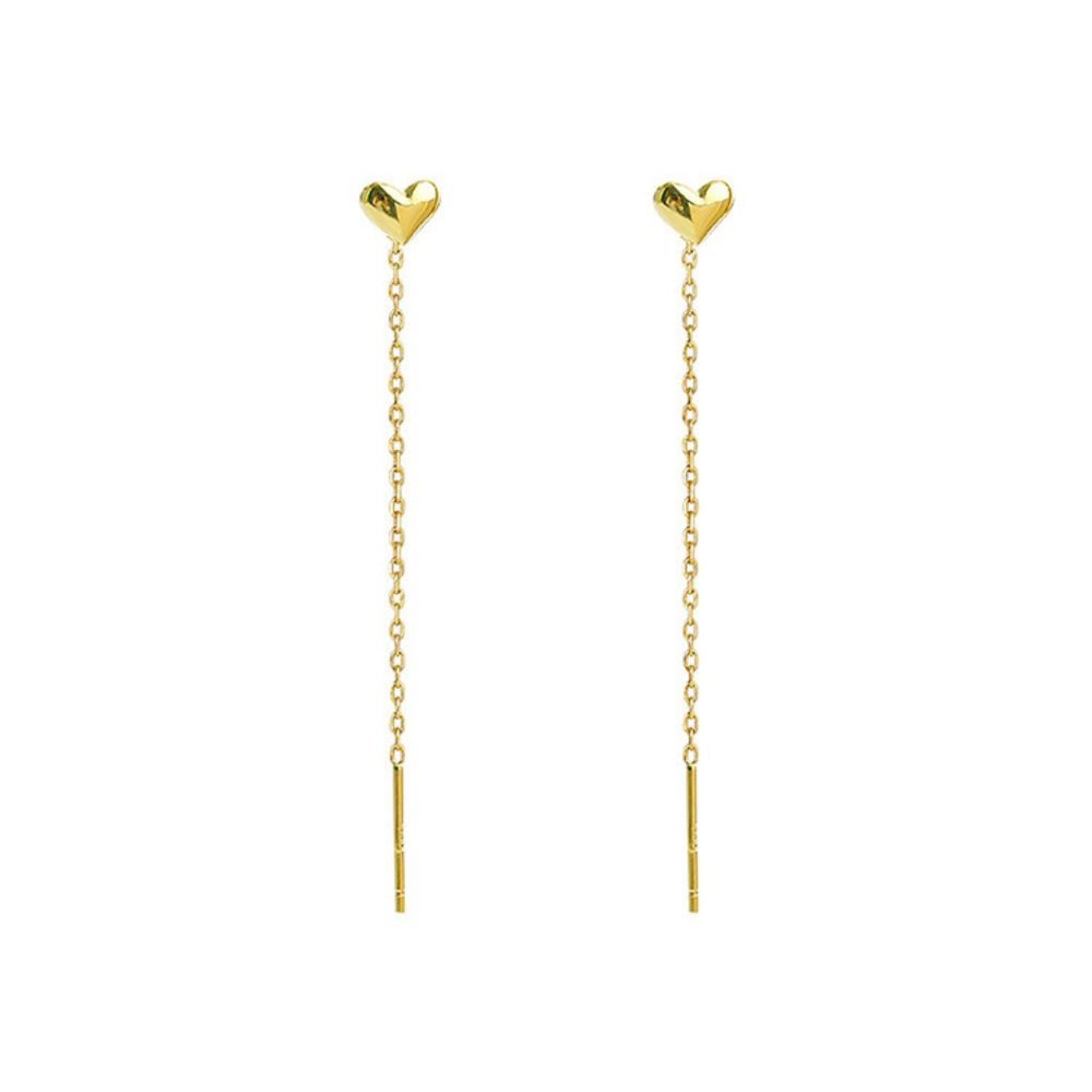 #NEW 925 Sterling Silver Heart Chain Drop Earrings - Picture 3 of 6